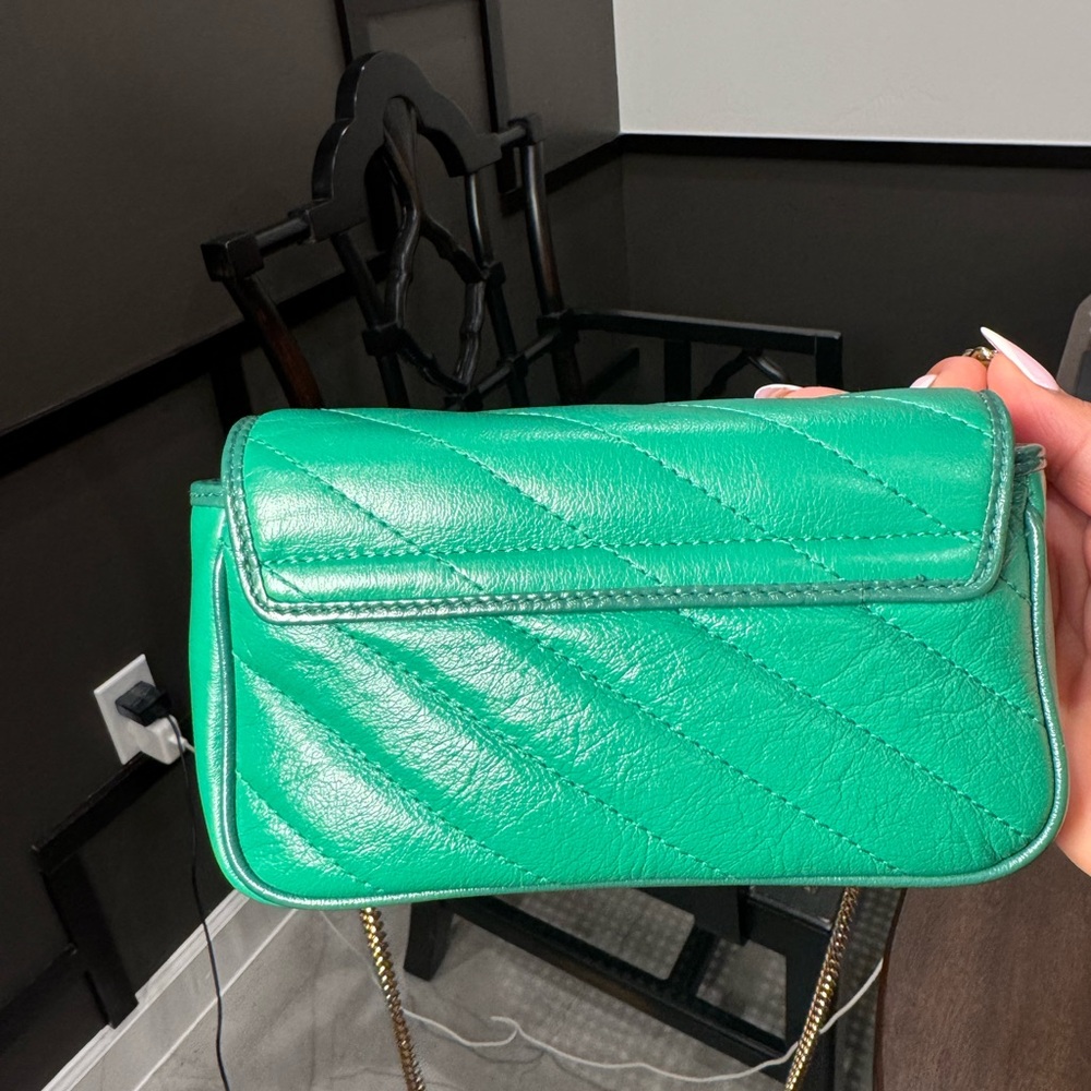 Gucci Marmont Emerald green Quilted Mini Bag - Picture 3 of 7